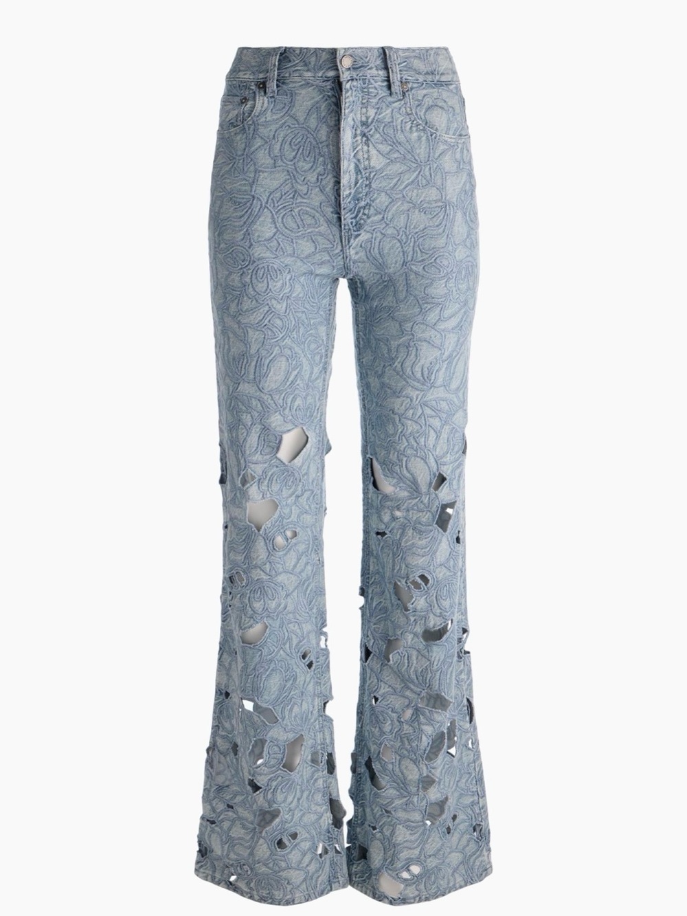 NWT Alice + Olivia Chic Eyelet Embroidered Wide Leg Jeans Size 26